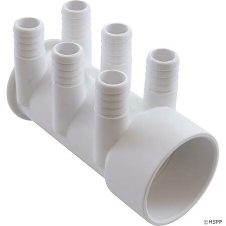 MAGIC PLASTICS 2 in. Slip Dead End Manifold Pvc Pipe - 6 Port 0.375 in. Rb Ports 0367-20